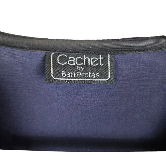 Cachet Vintage Navy Blue 2 Piece Velvet Dress and‎ Jacket Size Small - Picture 9 of 11